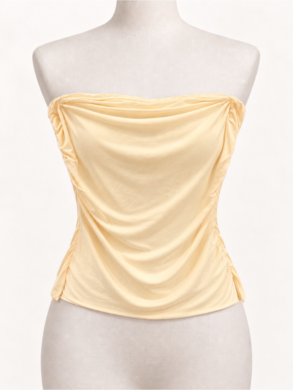 Tilly's Butter Yellow Strapless Ruched Tube Top